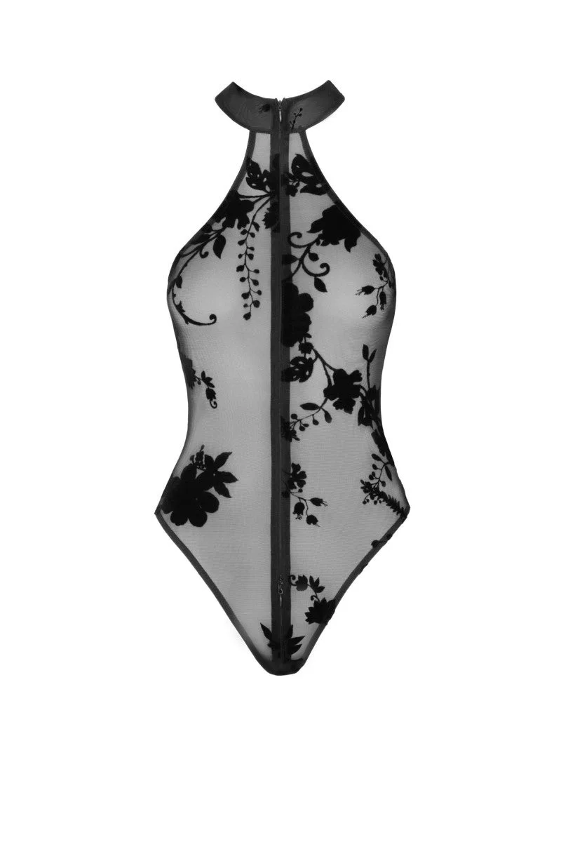 NOIR HANDMADE – F314 Neckholder-Body aus Netzstoff mit Beflockung