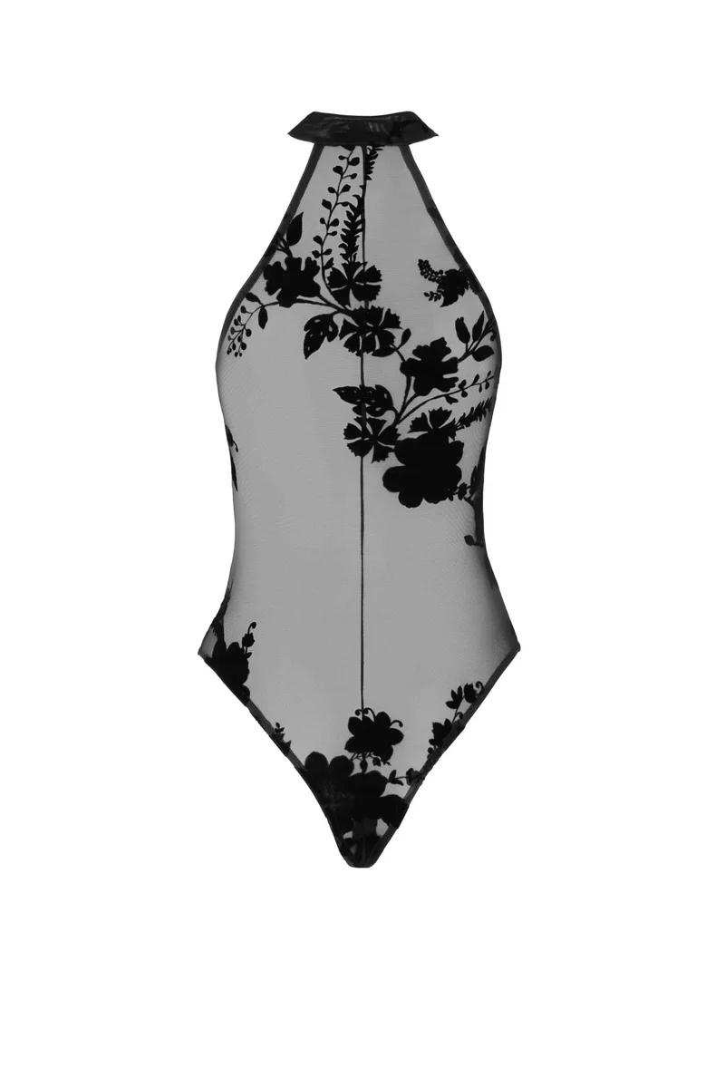 NOIR HANDMADE – F314 Neckholder-Body aus Netzstoff mit Beflockung