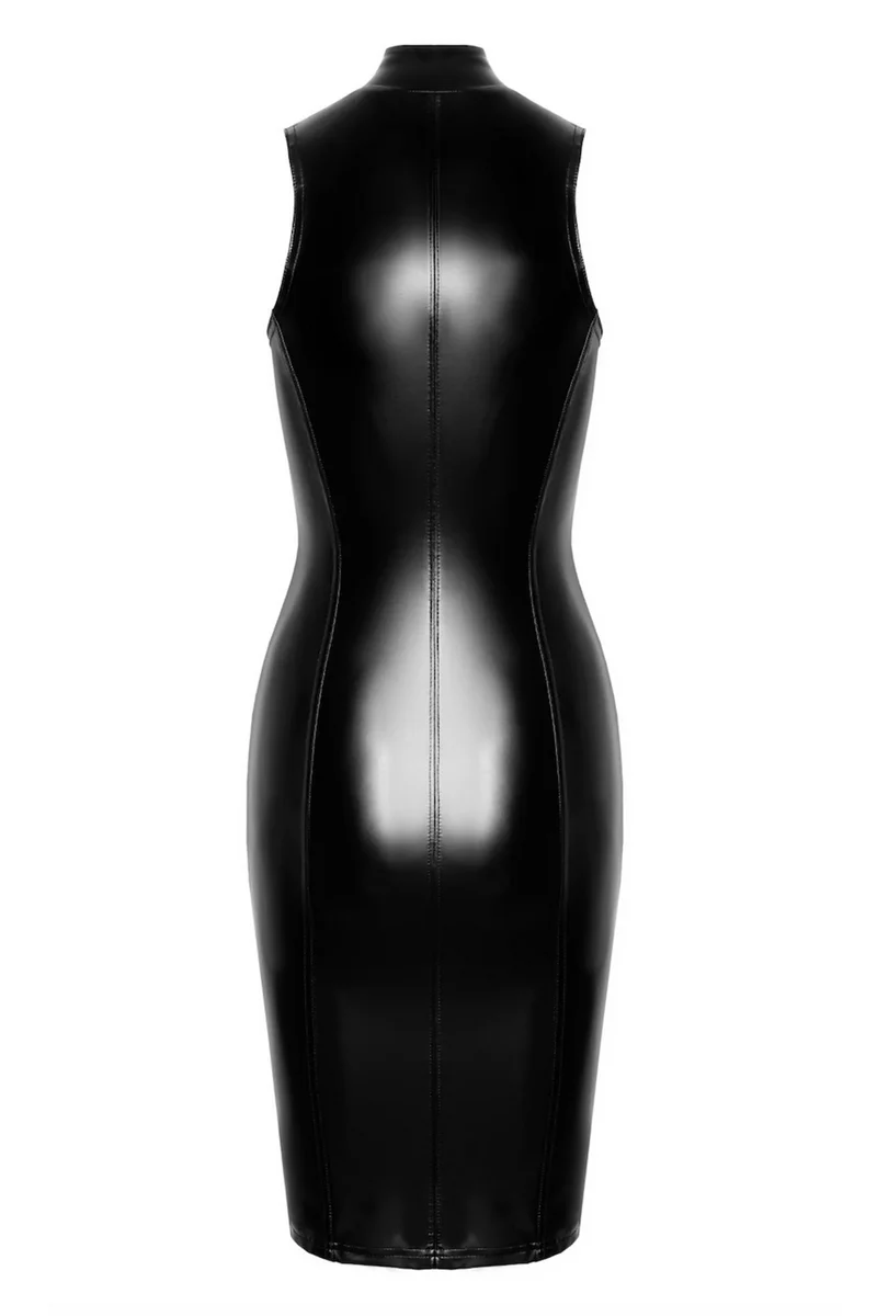 NOIR HANDMADE – F337 Halblanges Wetlook Kleid