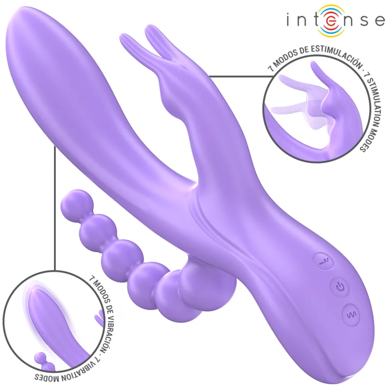 INTENSE - MIKO DREIFACHVIBRATOR RABBIT & STIMULATOR & ANAL 7 VIBRATIONEN LILA