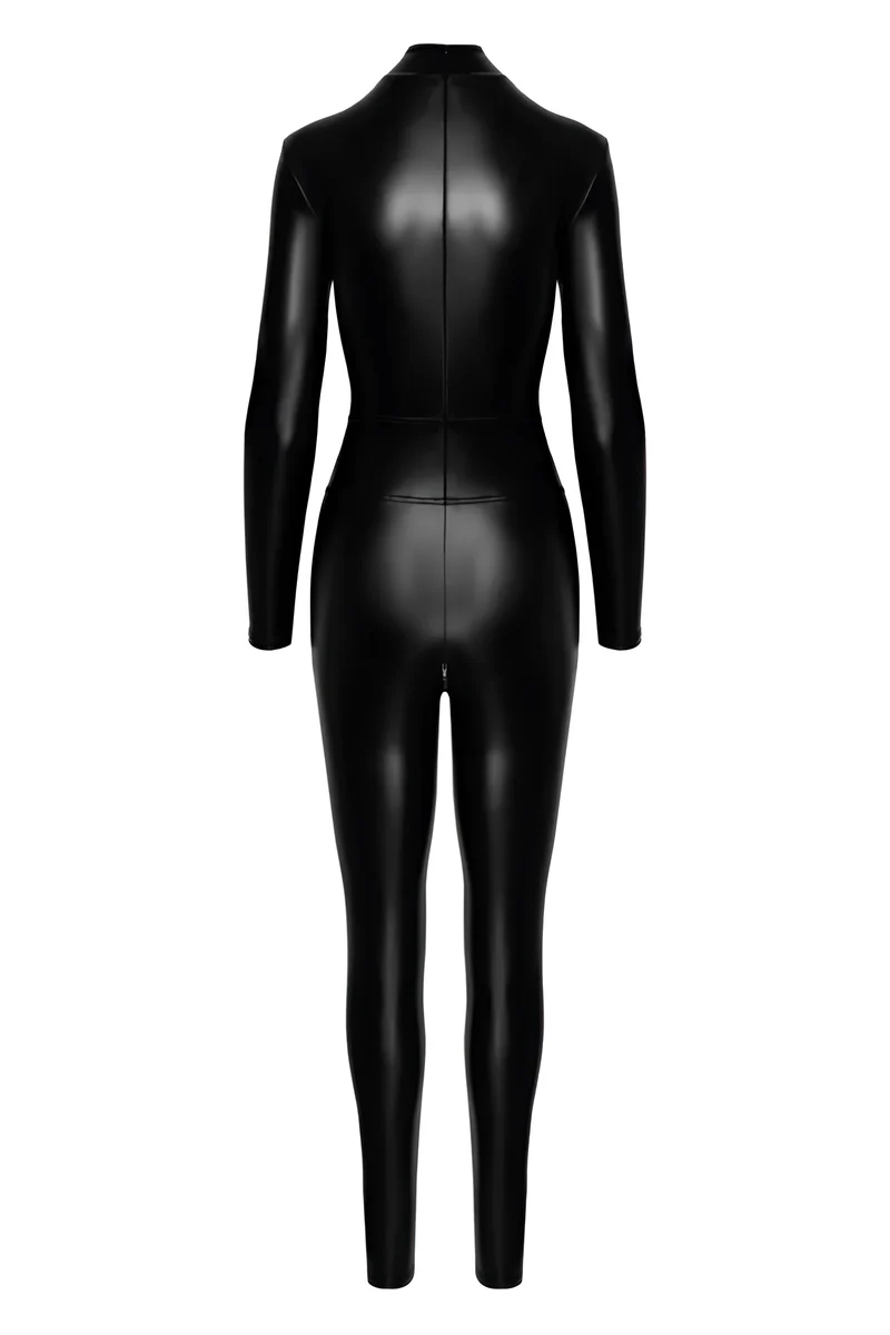 F319 Powerwetlook Catsuit mit Reißverschluss und Ring