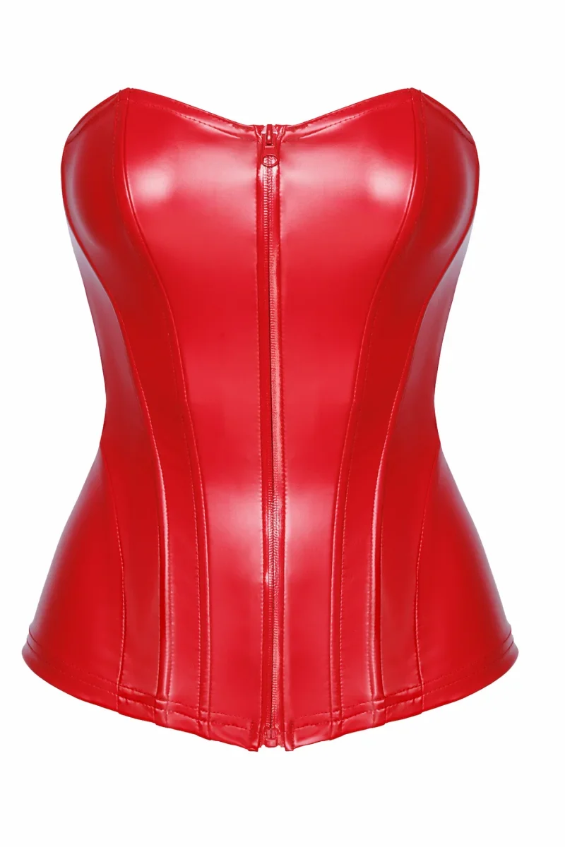 F355 Wetlook Corsagen-Top rot von Noir Hanndmade Orgia Collection