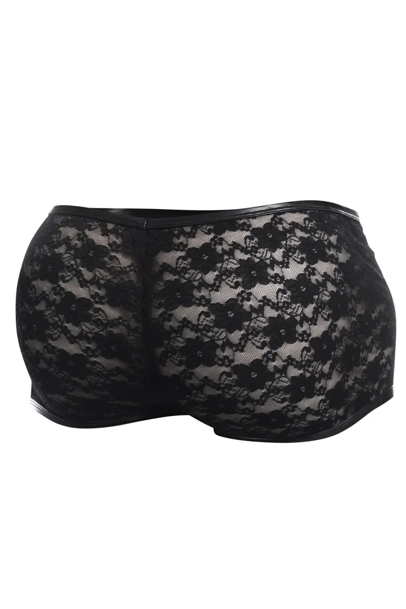 Cut4Men – Schwarze Trunk Boxer Shorts aus Spitze (L4CE05)